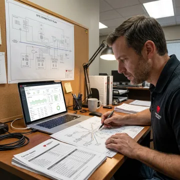 Advisor reviewing network connectivity plan