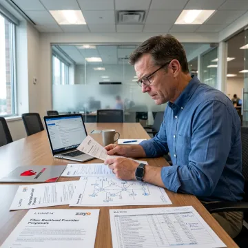 Advisor comparing fiber network provider options