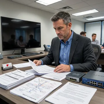 Advisor reviewing broadband provider options