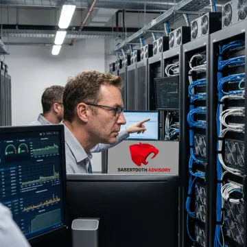 Modern data center with server racks