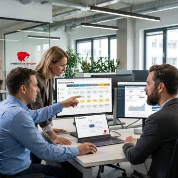 Customer experience consultants reviewing CX analytics