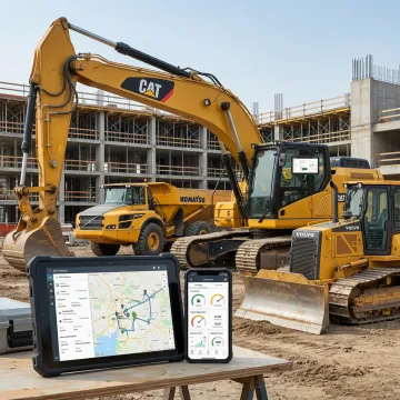 Construction fleet tracking dashboard with trucks