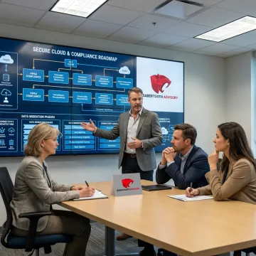 Healthcare IT consultant reviewing secure technology strategy