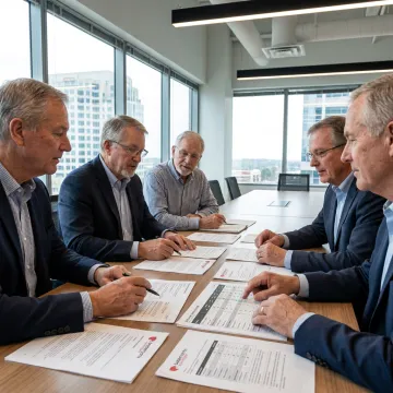 Consultants reviewing vendor evaluation scorecards