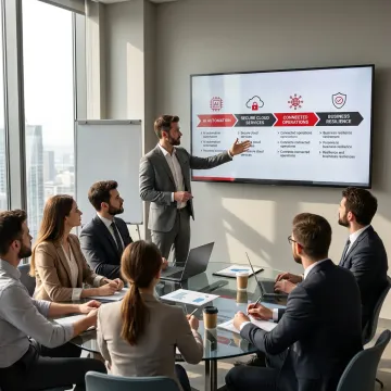 Advisor presenting an emerging technology roadmap to business leaders