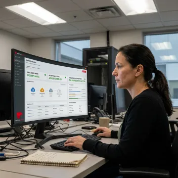 Healthcare professional reviewing secure cloud infrastructure