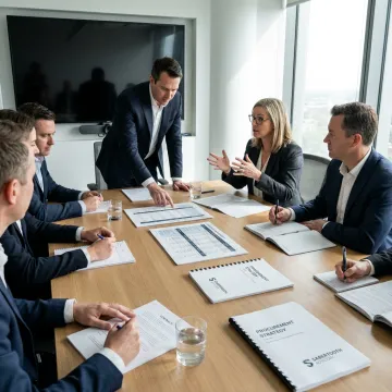 Technology procurement advisors reviewing supplier options