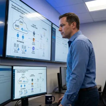 Cloud engineer reviewing infrastructure architecture