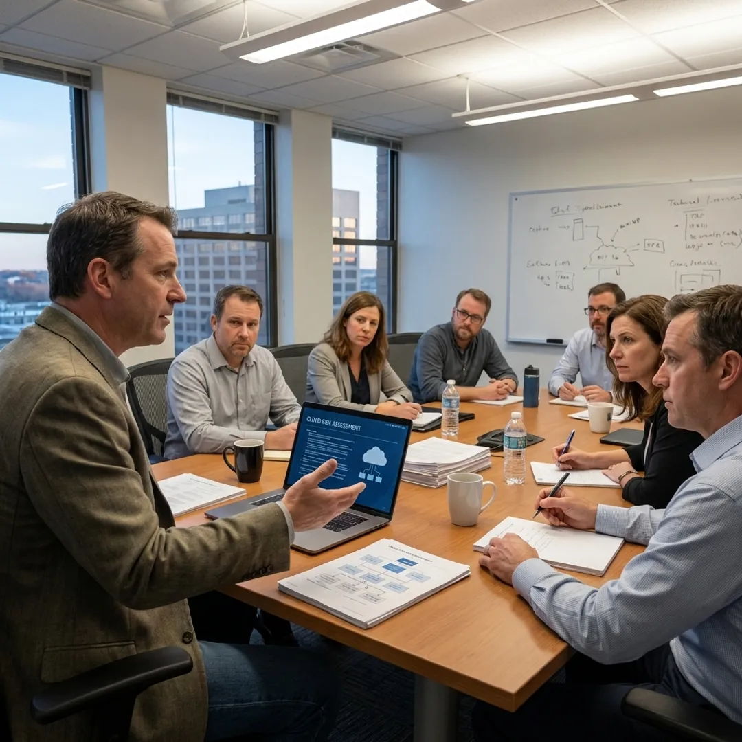 Team assessing cloud security architecture
