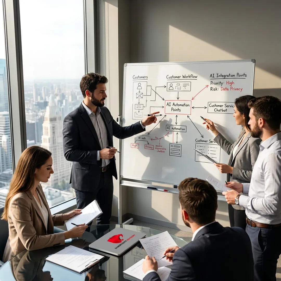 Advisor mapping AI opportunities with a business team