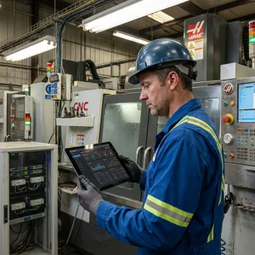 Engineer reviewing industrial OT security systems