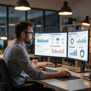 Technology advisor reviewing an IT assessment dashboard