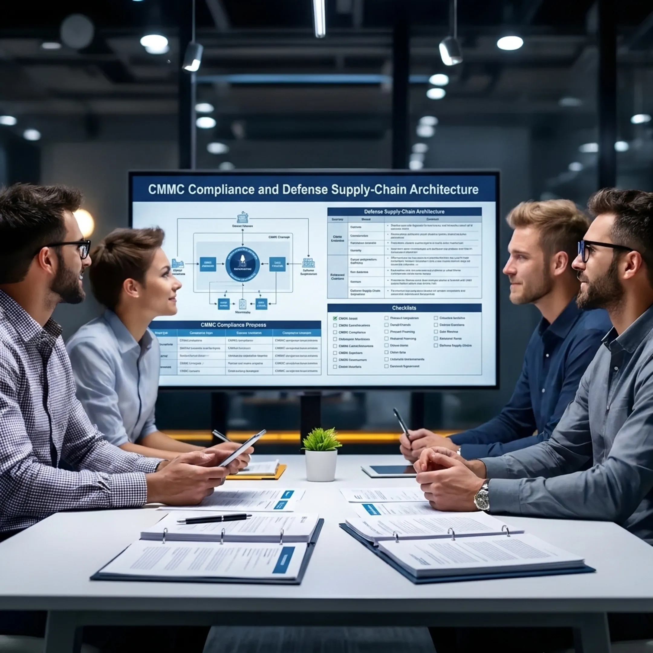 Cybersecurity compliance consulting session for defense contractors