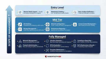 Three-tier managed colocation service levels from entry to fully managed infographic