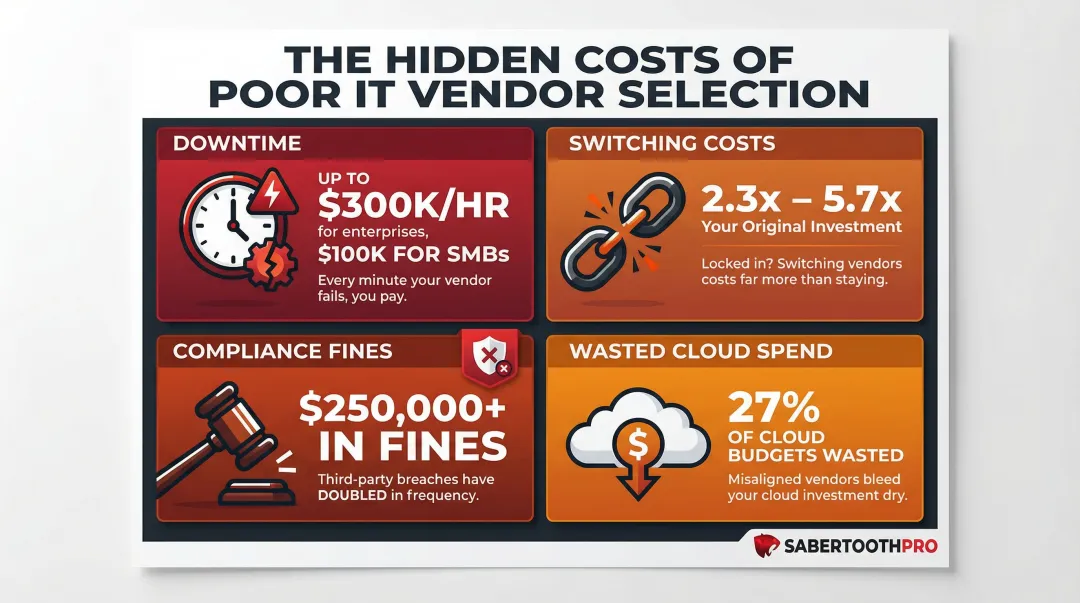Four hidden IT vendor cost categories with statistics infographic