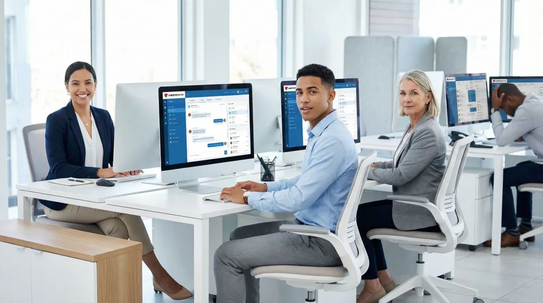 Contact center agents using unified desktop interface to handle omnichannel customer interactions