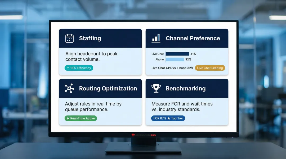 omnichannel contact center business intelligence metrics and channel preference breakdown