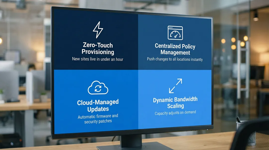 Four Cloud SD-WAN operational advantages zero-touch provisioning centralized management scaling