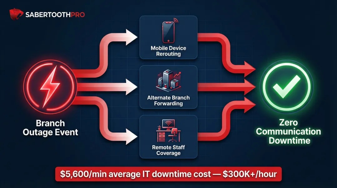 UCaaS business continuity failover process during branch outage for financial institutions