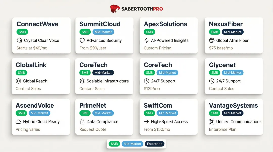 Top 10 UCaaS providers 2026 comparison chart by use case and starting price