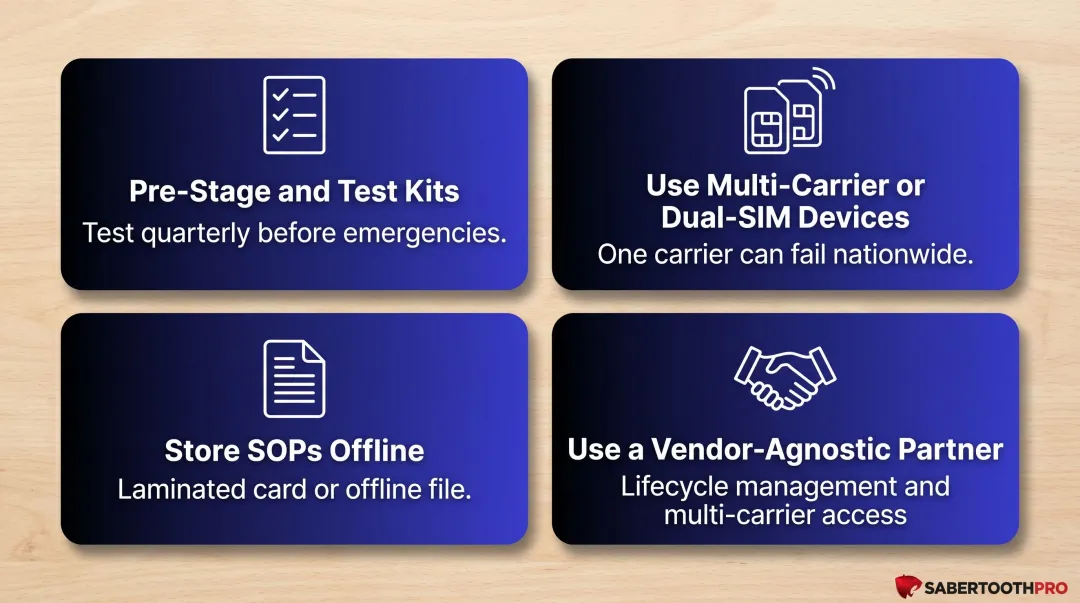 Four pro tips for emergency internet deployment readiness and resilience infographic
