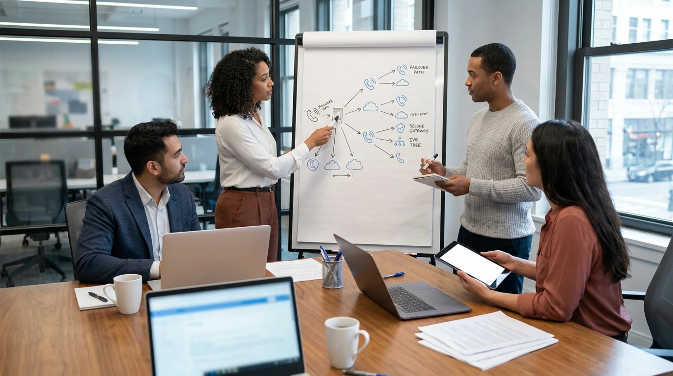 Contractor communications consultants designing emergency call routing systems