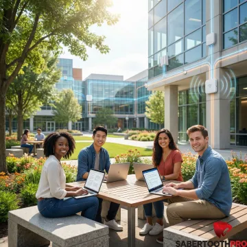 Modern university campus with advanced IT infrastructure and network connectivity