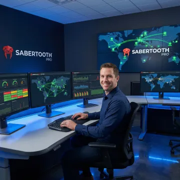 Enterprise network operations center displaying SD-WAN dashboard with real-time performance metrics