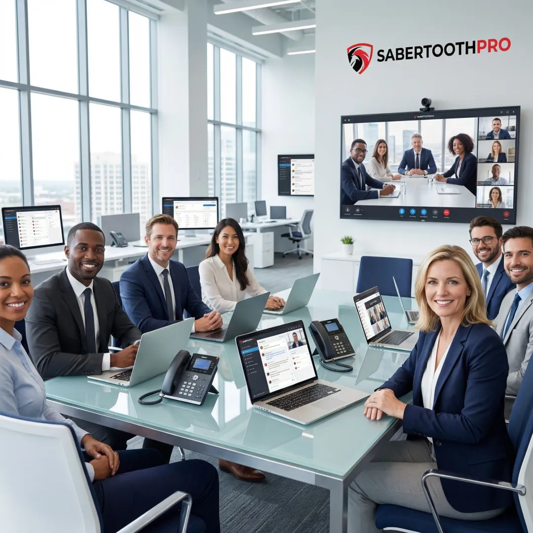 Modern UCaaS platform dashboard showing unified communications interface with video conferencing and team messaging