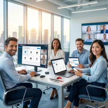 Modern Texas office team collaborating via cloud unified communications platform
