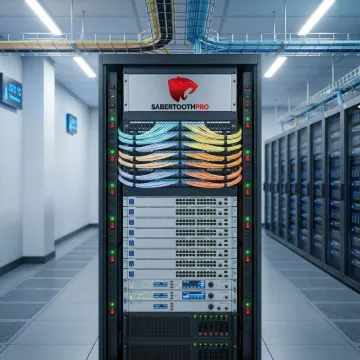 Secure server cabinet with cable management in Massachusetts data center