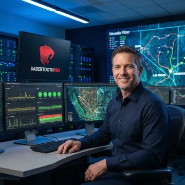 Nevada business professional reviewing enterprise network connectivity dashboard