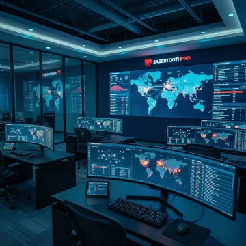 Security Operations Center monitoring screens showing real-time threat detection and incident response dashboards