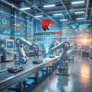 Modern smart manufacturing facility with IoT sensors and automated production systems