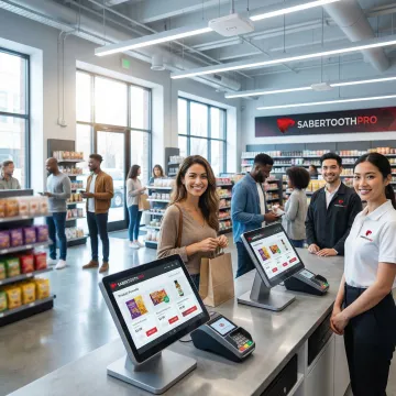 Modern retail store with advanced POS systems and secure wireless connectivity