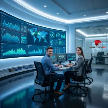 Modern IT infrastructure monitoring dashboard displaying network performance metrics