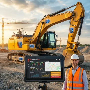 Construction equipment with IoT sensors and cloud connectivity dashboard