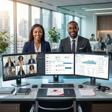 Financial services team collaborating via unified communications platform