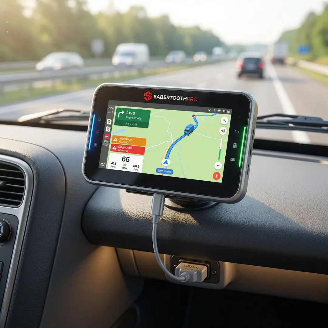 Fleet telematics hardware installed in commercial vehicle