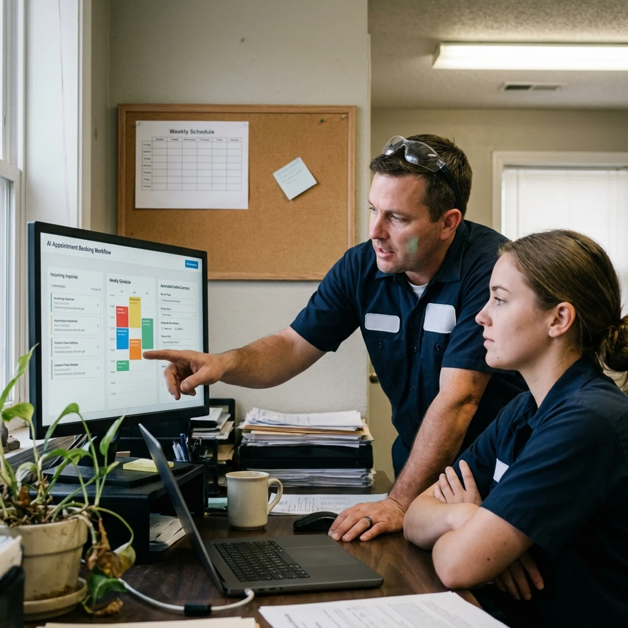 HVAC company using AI appointment booking software to manage customer requests