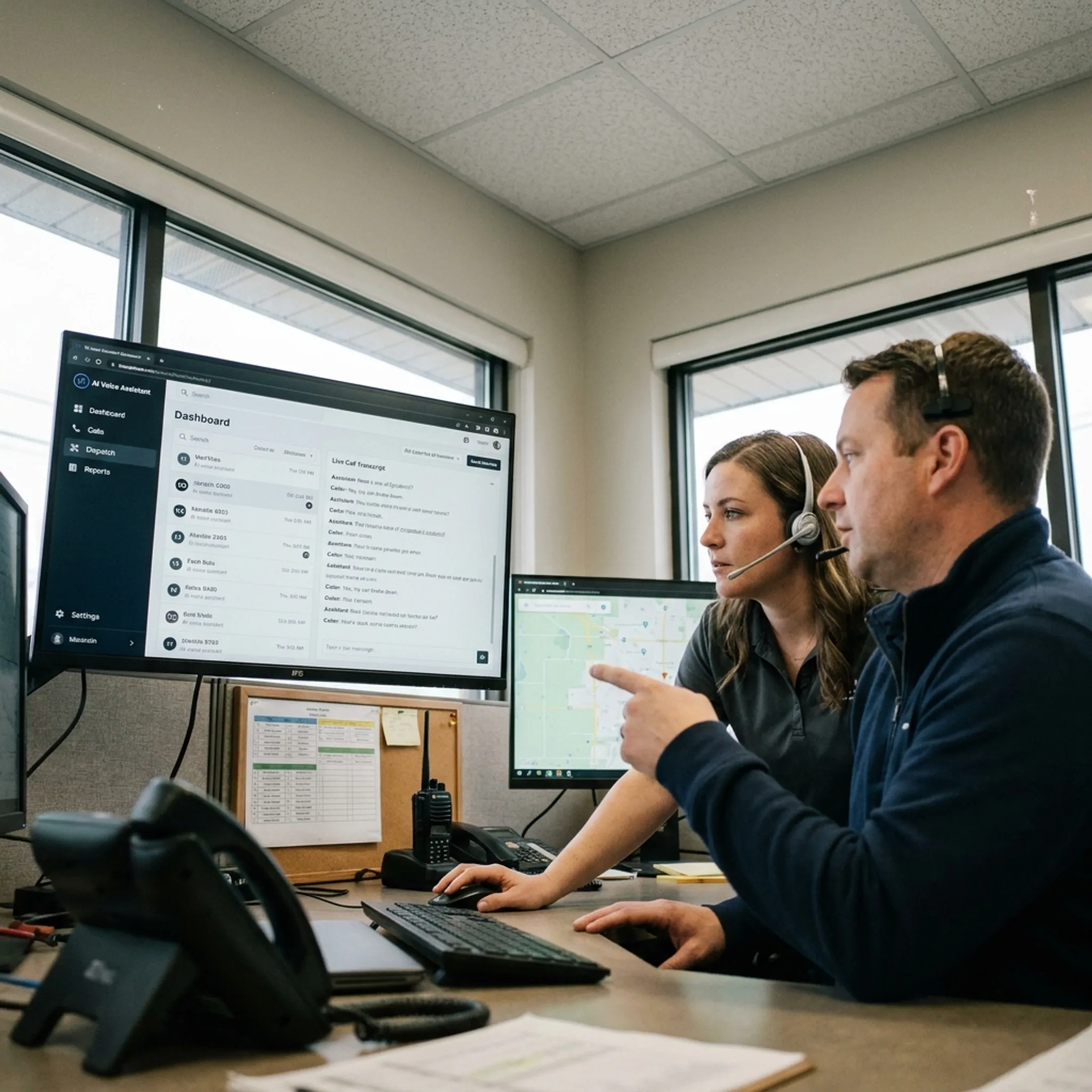 Towing service team using an AI voice platform to manage customer calls