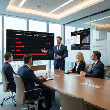 IT consultant presenting cloud service comparison charts to business executives