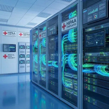 Healthcare IT infrastructure showing secure network connectivity and medical technology integration