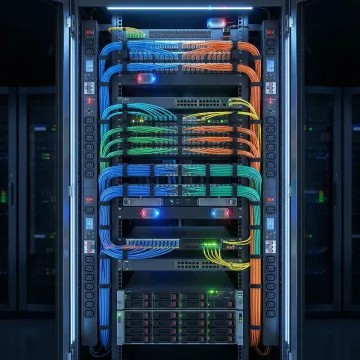 Enterprise server infrastructure with multiple redundant power feeds and network connections
