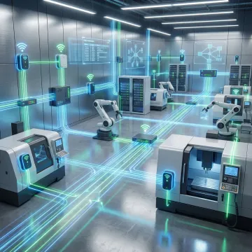 Industrial IoT connectivity infrastructure with networked sensors and devices in a manufacturing facility
