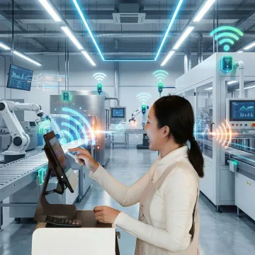 Industrial IoT sensors and connected equipment in a smart manufacturing facility