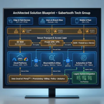 Modern cloud infrastructure architecture diagram with security layers