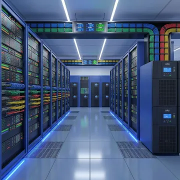 Enterprise server infrastructure with redundant power systems in Texas colocation facility