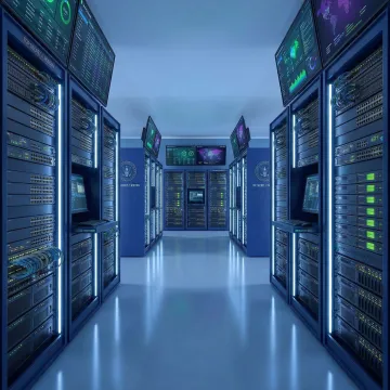 Government IT infrastructure with secure servers and networking equipment in compliance-certified facility