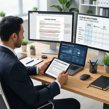 IT procurement consultant reviewing technology vendor proposals and contracts for Mesa business